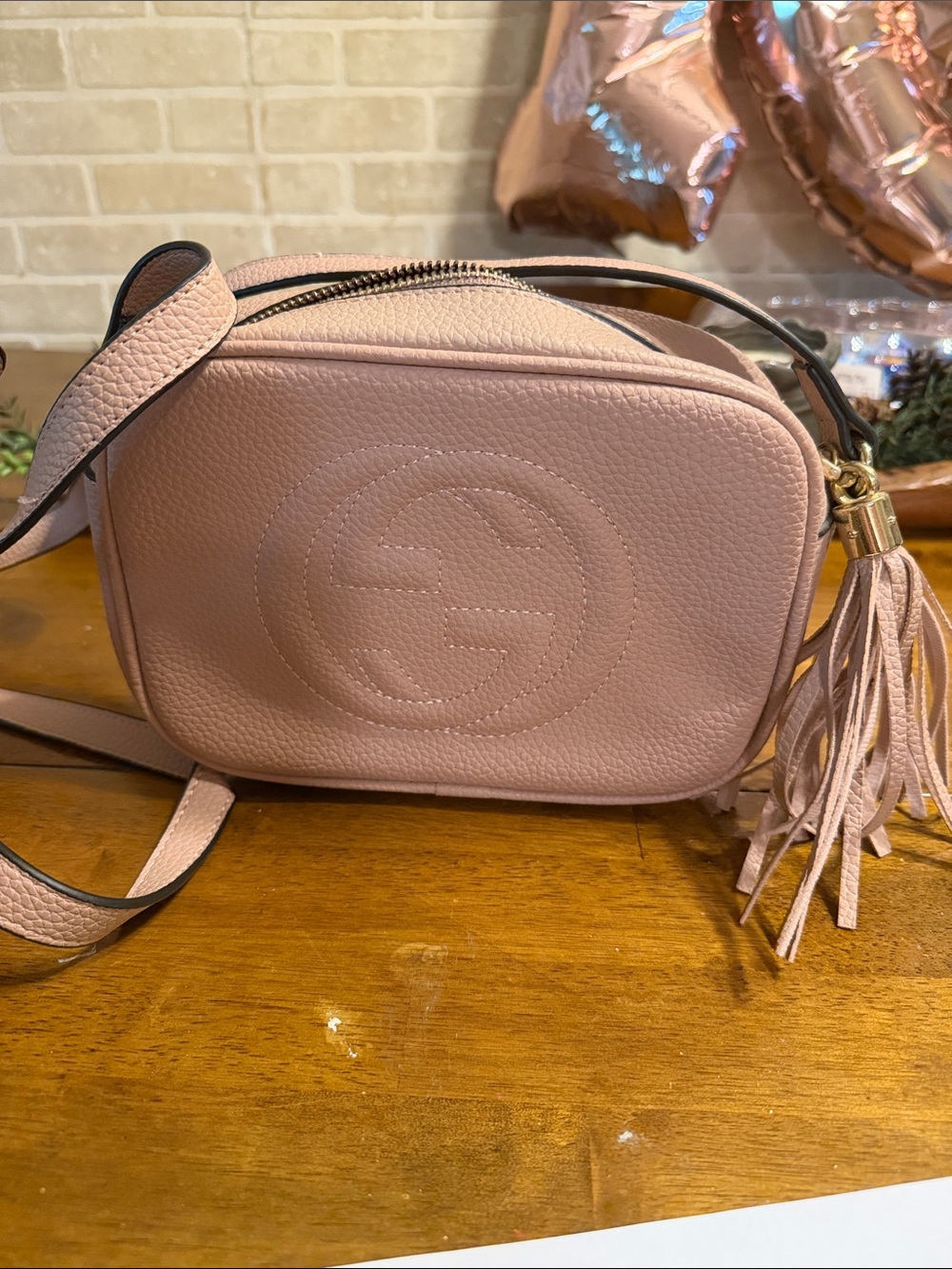 Gucci Blush Pink Pebbled Leather Crossbody with Tassel